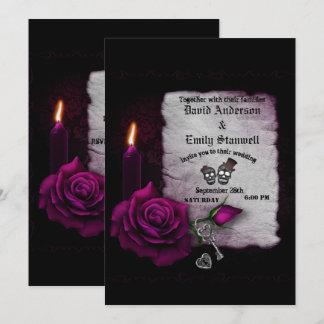 Convites Casamento de Dia das Bruxas com Velas Góticas Flor