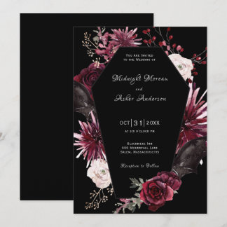 Convites Casamento de Dia das Bruxas Florais de Coffin