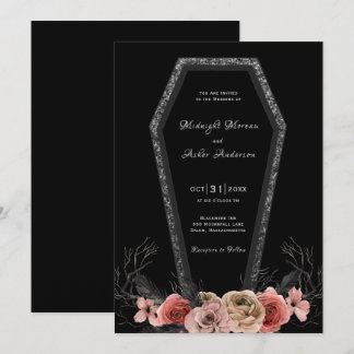 Convites Casamento de Dia das Bruxas Gótico dos Rosas Coffi