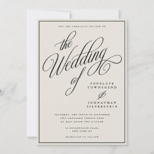Convites Casamento de Dinheiro Antigo Elegante Script Marfi
