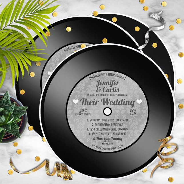 Convites Casamento de Disco de Vinil Retro (Criador carregado)