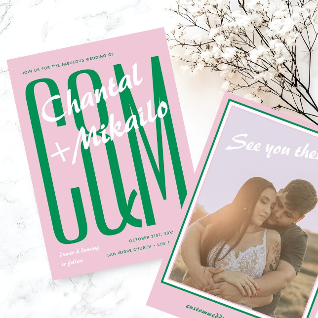 Convites Casamento de Diversão Criativa e Branca, Grande Mo (Criador carregado)