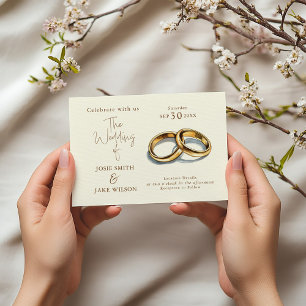 Convites Casamento de dois anéis de casamentos dourados
