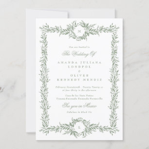 Convites casamento de dois monogramas com estrutura botânic