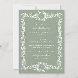 Convites casamento de dois monogramas verde-sábio