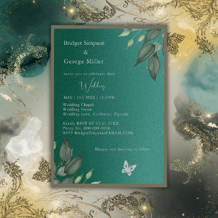 Convites casamento de dourada esmeralda