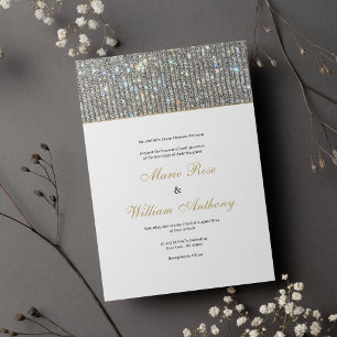 Convites Casamento de dourado branco elegante