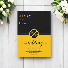 Convites Casamento De Dourado Monograma E Preto De Luxo Ele