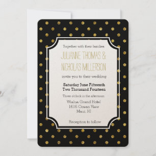 Convites Casamento de Dourados de Chic e Pontos Negros