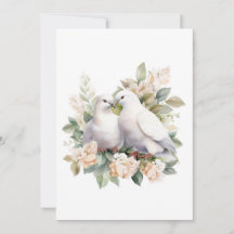 Casamento de Doves Brancos Aquarela