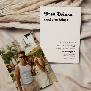Convites Casamento de Drinks Grátis Chic Retro Moderno