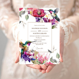 Convites Casamento De Duas Aves De Flor Colorido Elegante
