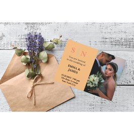 Convites Casamento de duas fotos com azul mínimo e chicDust