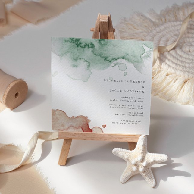 Convites Casamento de Duas Toneladas Elegante de Watercolor (Criador carregado)