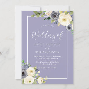 Convites Casamento de Dusty Blue Floral 