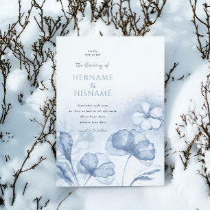 Convites Casamento de Dusty Blue Na moda Floral Watercolor
