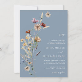 Convites Casamento de Dusty Blue Wildflower