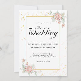 Convites Casamento de Dusty Pink Peony Chic Floral