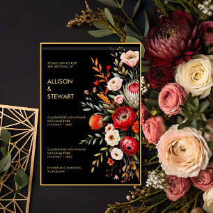 Convites Casamento de Elegância Botânica Moody Dark