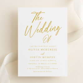 Convites Casamento de Elegância Clássica Branca e Dourada