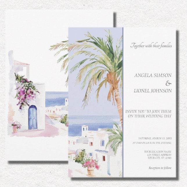 Convites Casamento de Elegância de Aquarelas da Vila Marroq (Criador carregado)