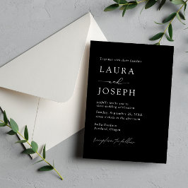 Convites Casamento de Elegância Moderna Preto e Branco