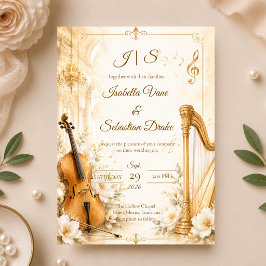 Convites Casamento de Elegância Musical Luxuosa