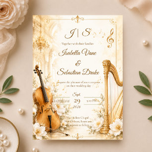 Convites Casamento de Elegância Musical Luxuosa