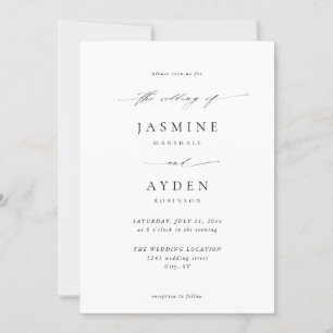 Convites Casamento de Elegância Simples - Branco