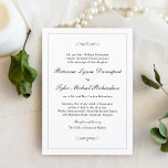 Convites Casamento de Elegância Simples Clássico<br><div class="desc">Um convite de casamento saboroso com simplicidade clássica,  este design apresenta uma fina borda prateada rodeada de seu texto e embelezada com florescimento caligráfico. Você pode adicionar,  remover ou ajustar o posicionamento do texto de acordo com as suas necessidades. O popular fundo branco soma-se à simplicidade limpa deste design.</div>
