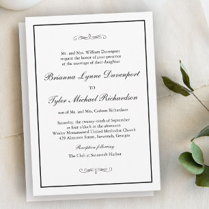 Convites Casamento de Elegância Simples Clássico