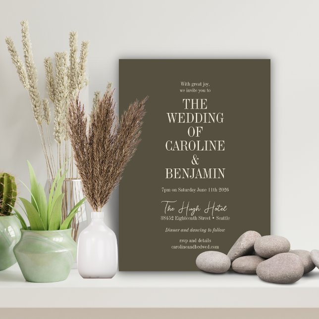 Convites Casamento de Elegante Classy Olive Serif (Criador carregado)
