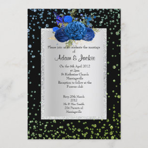 Convites CASAMENTO DE ELEGANTE DE cristal de cristal azul-a