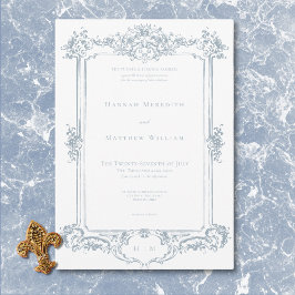 Convites Casamento de Elegante Dusty Blue Chinoiserie Cheru