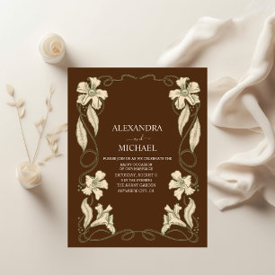 Convites Casamento de Elegante Floral Vintage Art Nouveau