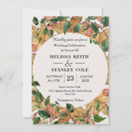 Convites Casamento de Elegante Floral Watercolor Orange Gre