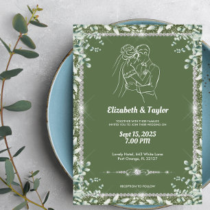 Convites Casamento de Elegante Sage Green Eucalyptus