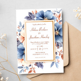 Convites Casamento de Elegante Watercolor Dusty Blue Terrac