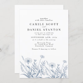 Convites Casamento de Elegante Wildflower Periwinkle