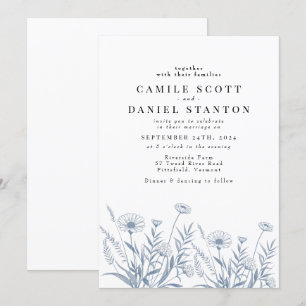Convites Casamento de Elegante Wildflower Periwinkle