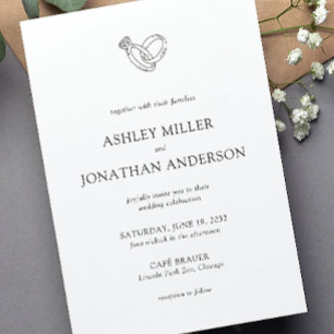 Convites Casamento de Elementos Simples Modernos Elegante