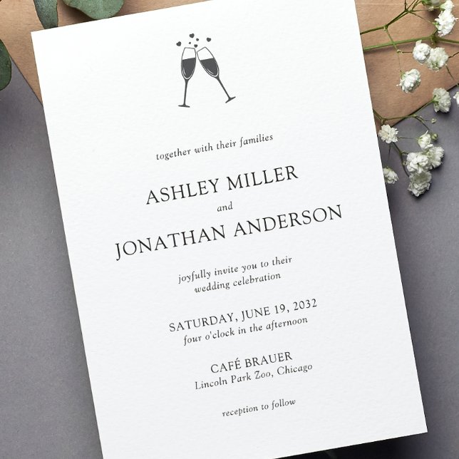 Convites Casamento de Elementos Simples Modernos Elegante (Criador carregado)