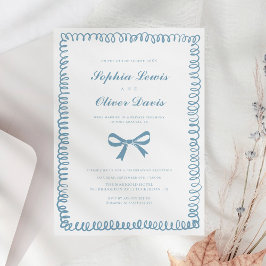 Convites Casamento De Elopemento Azul Francês Desenhado À M