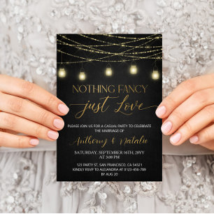 Convites Casamento de Elopemento de Script Elegante Preto e