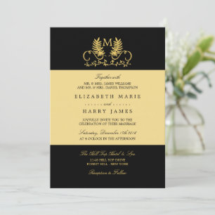 Convites Casamento de Emblem Floral do Ouro