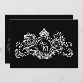 Convites Casamento de Emblem Regal de Unicórnio Branco Negr