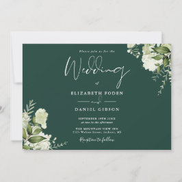 Convites Casamento de Emerald Botanical Greenery Monograma