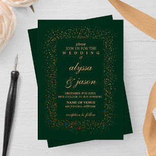 Convites Casamento de Emerald e Confetti em Bronze Bursts