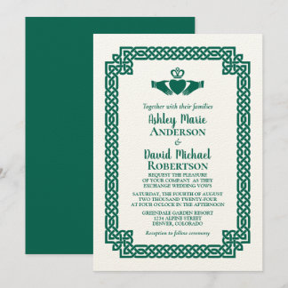 Convites Casamento de Emerald Green Celtic Knot Claddagh