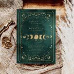 Convites Casamento de Emerald Green & Faux Dourado Tarot Ce<br><div class="desc">Emerald Green & Faux Dourado Tarot Celestial Convite para Casamento</div>